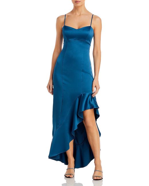 Aqua Blue Ruffled Hi-low Midi Dress