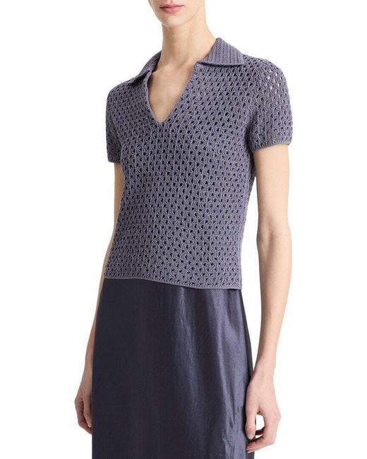 Vince Blue Macrame Henley