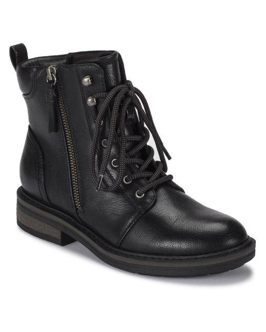 BareTraps Black Amysue Faux Leather Heels Combat & Lace-up Boots