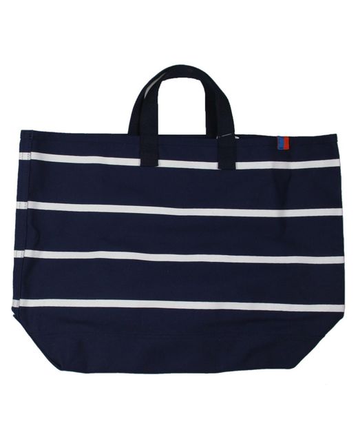 Kule Blue Canvas Striped Tote Handbag