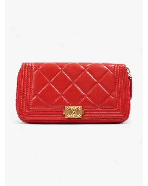 Chanel Red Coin Case Lambskin Leather