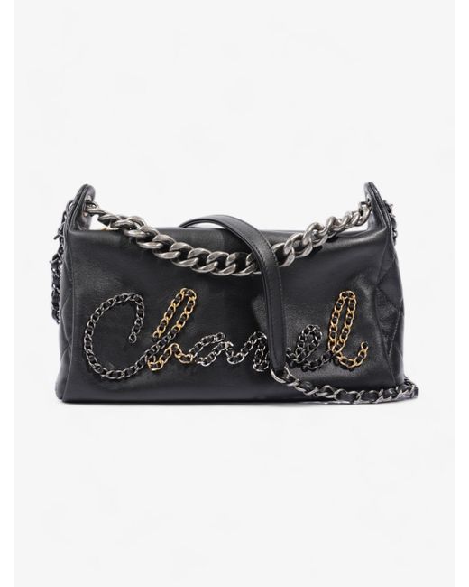 Chanel Black 20s Signature Hobo Bag Calfskin Leather Shoulder Bag