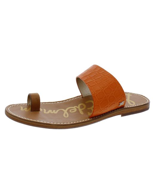 Sam Edelman Brown Maxy Toe Loop Flat Slide Sandals