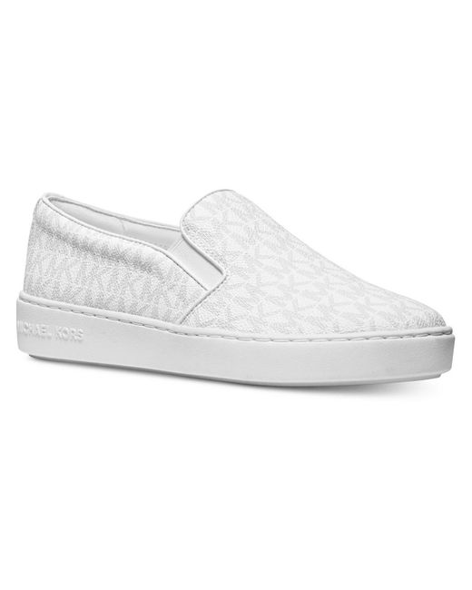 Michael Kors White Keaton Slip On Faux Leather Slip On Casual And Fashion Sneakers