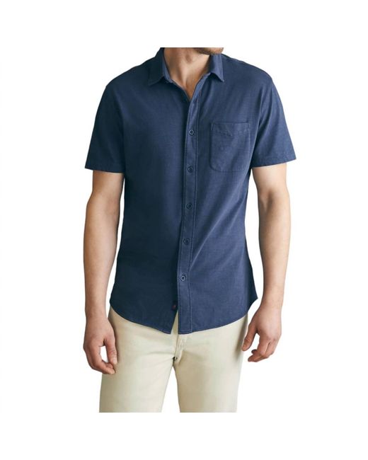 Faherty Brand Blue Short Sleeve Knit Seasons Shirt for men