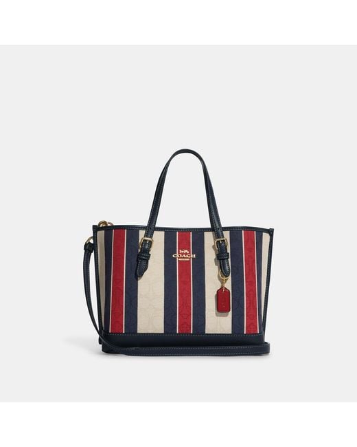 Coach Outlet Leather Mollie Tote 25 In Signature Jacquard With Stripes ...