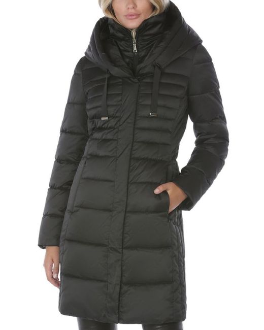 Tahari Mia Puffer Warm Quilted Coat in Black | Lyst