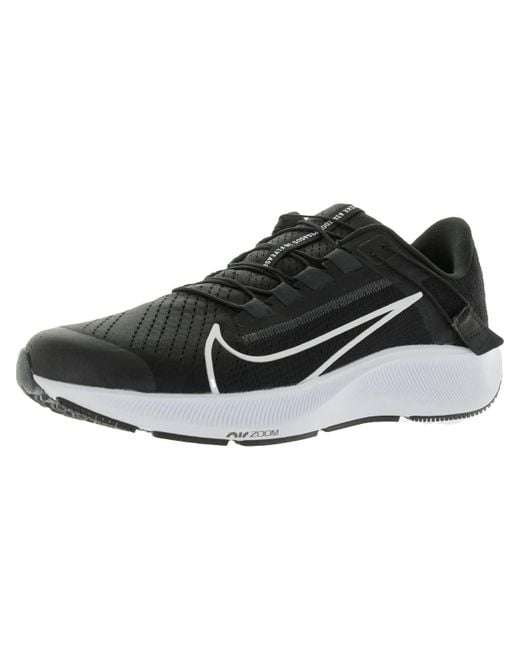 Nike Black Air Zoom Pegasus 38 Flyease Mesh Zip Up Running Shoes for men
