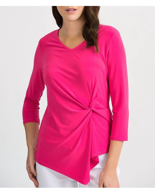 Joseph Ribkoff Twist Knot 3/4 Sleeve Top in Pink Lyst