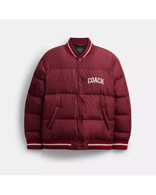 COACH Red Varsity Down Jacket for men
