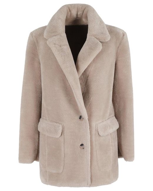 Urbancode Reversible Taupe Jacket With Shearling Details in Natural | Lyst