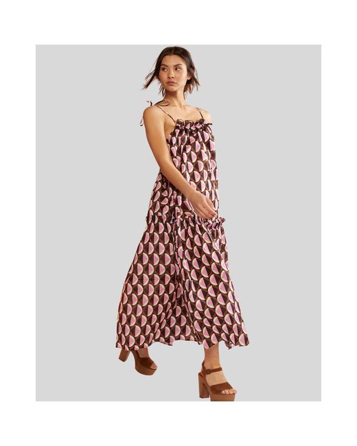 Cynthia Rowley Red Ties Cotton Voile Tier Dress