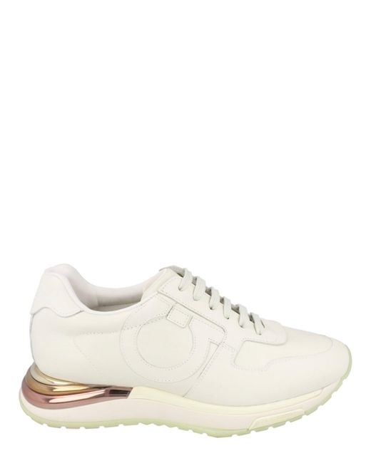 Ferragamo White Brooklyn Low-Top Sneakers