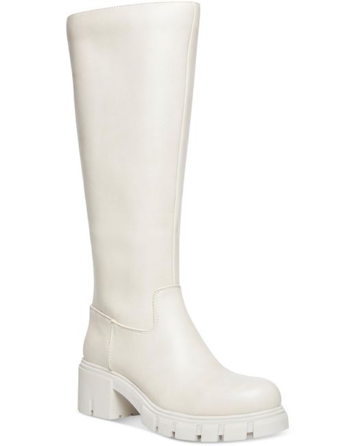 Madden Girl Tanggo Faux Leather Lug Sole Knee-high Boots in White | Lyst