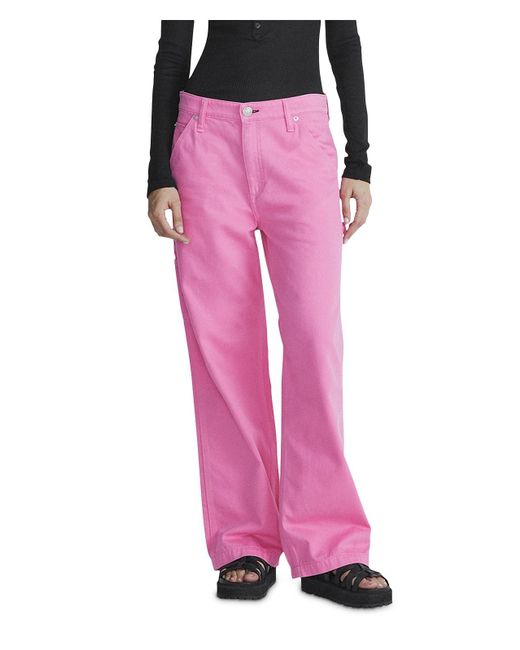 Rag & Bone Pink High Rise Solid Wide Leg Jeans