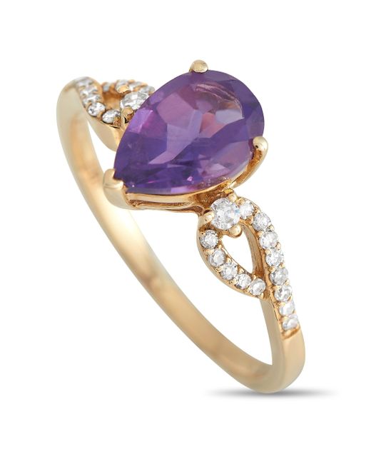 Non-Branded Purple Lb Exclusive 14k Yellow 0.15ct Diamond And Amethyst Ring Rc4-11823yam