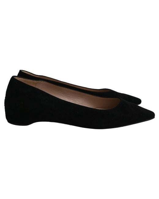 Stuart Weitzman Black Pointed-Toe Ballet Flats