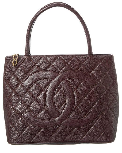 Chanel Brown Quilted Caviar Leather Medallion Tote (authentic Pre-owned)