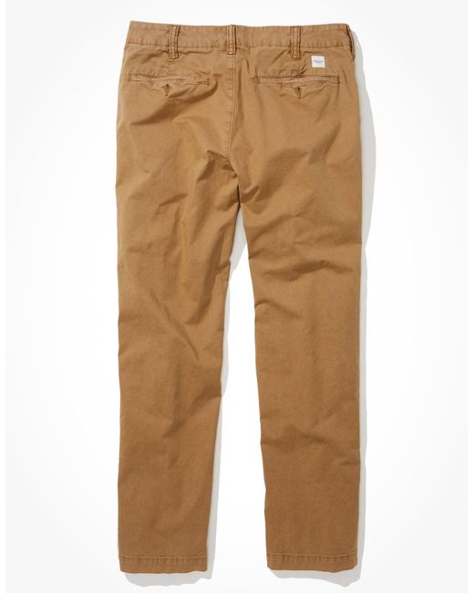 American Eagle Outfitters Natural Ae Flex Relaxed Straight Khaki Pant for men