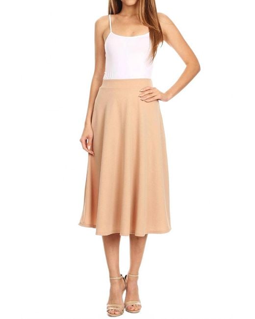 Moa Collection Natural Solid Basic Casual Midi Skirt