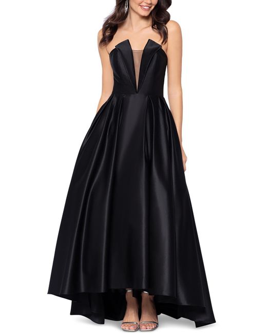 Betsy & Adam Black Plunging Strapless Evening Dress