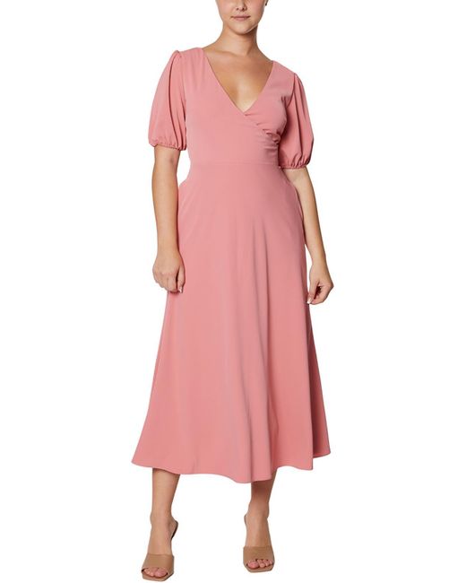 Laundry by Shelli Segal Pink Chiffon Midi Cocktail And Party Dress