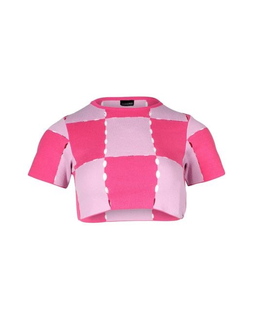 Jacquemus Pink Patchwork Ribbed Crop Top