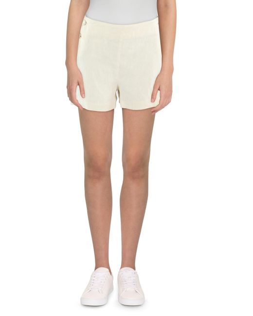 L'Agence White Jude Linen Button Detail High-waist Shorts