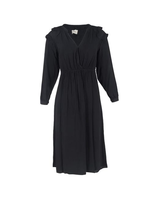 Ba&sh Black Ulla Ruffled Midi Dress