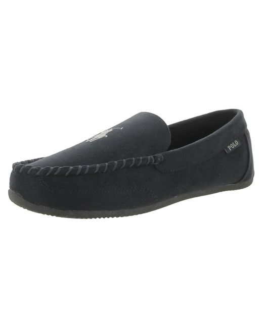 Polo Ralph Lauren Black Faux Suede Comfort Loafer Slippers for men