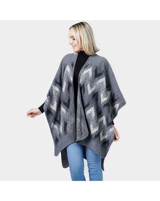 TRUEDAMES Blue Chevron Pattern Cape