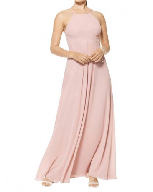 Bill Levkoff Pink Empire Waist Chiffon Spaghetti Strap Gown