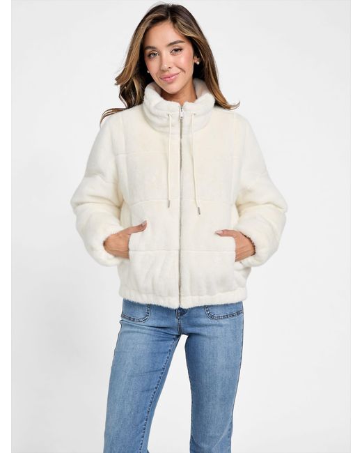 Guess Blue Zarleen Faux-Fur Jacket