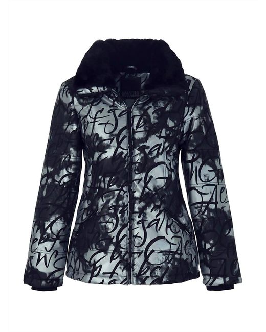 Dolcezza Blue Poetry Collection Padded Zip Jacket