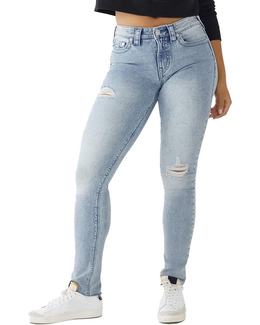 True Religion Blue Stella Mid-rise Destroyed Skinny Jeans