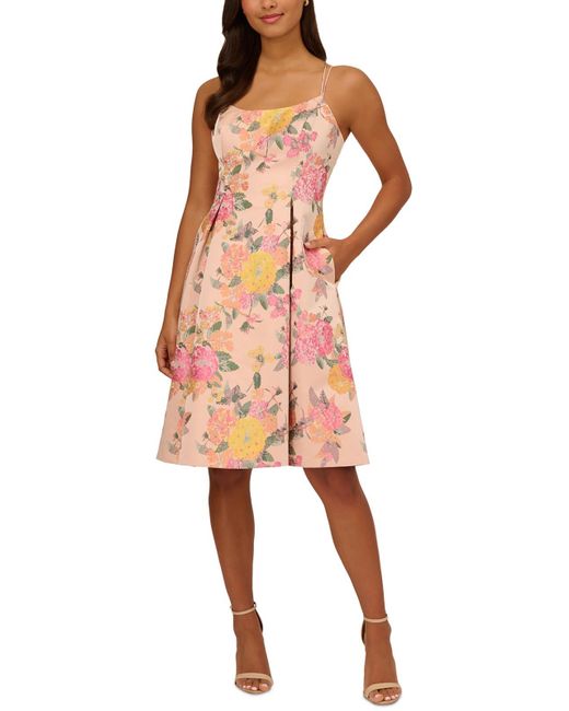Adrianna Papell Pink Semi-formal Knee-length Cocktail And Party Dress
