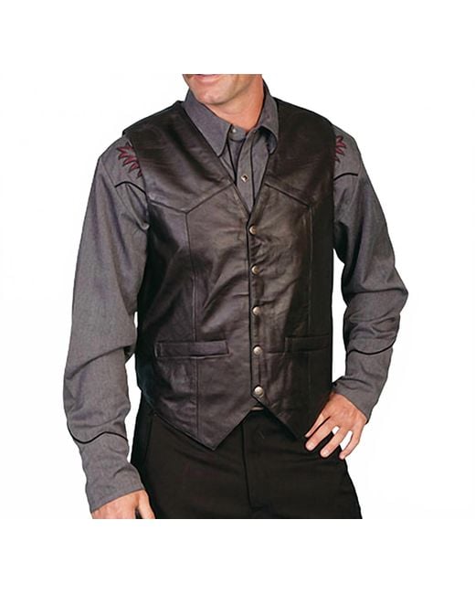 Scully Black Lambskin Vest for men