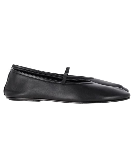 The Row Black Nappa Leather Elastic Ballet Flats