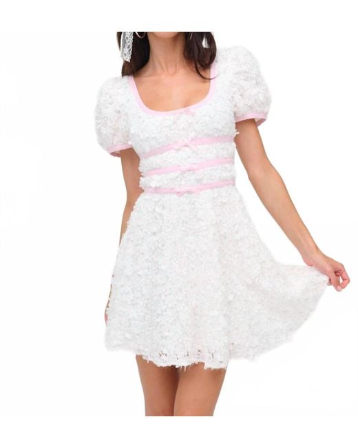 For Love & Lemons Stacked Blossom Lace Mini Dress in White | Lyst