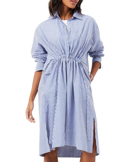 French Connection Blue Rhodes Sus Pop Cotton Knee-length Shirtdress