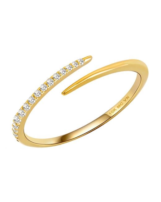 MAX + STONE Metallic Solid 10K Stackable Open Twist Ring With Cubic Zirconia