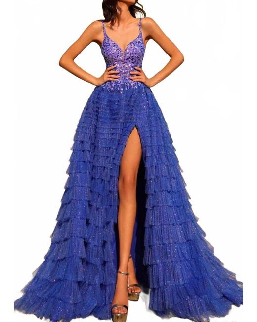 Amarra Blue Spellbound V-Neckline A-Line