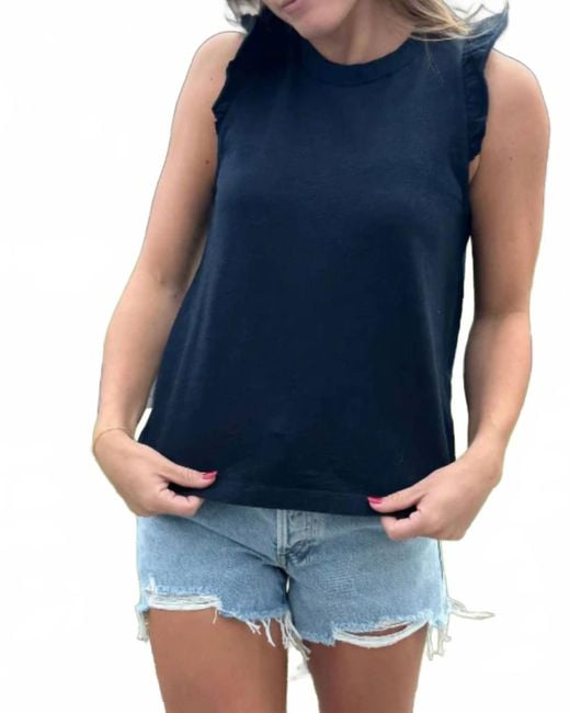 Sundry Blue Solid Ruffle Cami