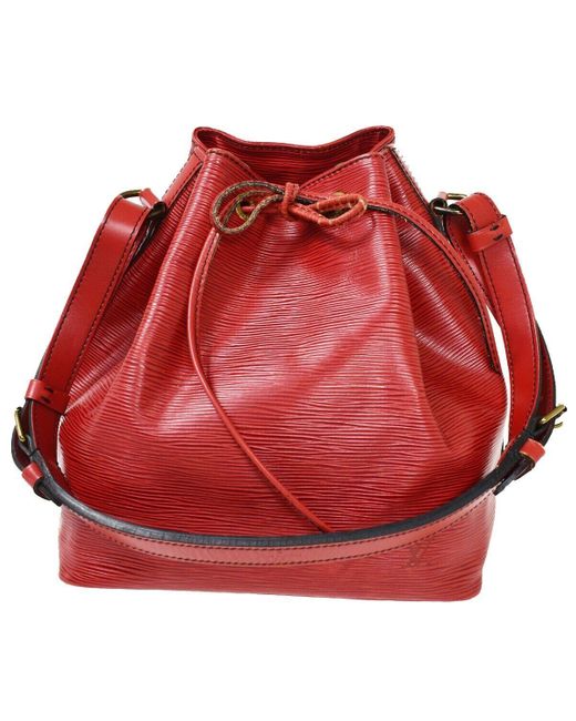 Louis Vuitton Red Petit Noé Leather Shoulder Bag (pre-owned)