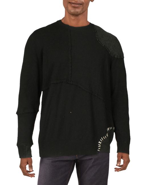 DIESEL Black Frank Patchwork Knit Pullover Sweater for men