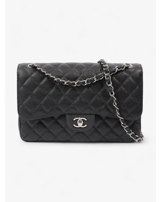 Chanel Black Jumbo Single Flap Calfskin Leather Shoulder Bag