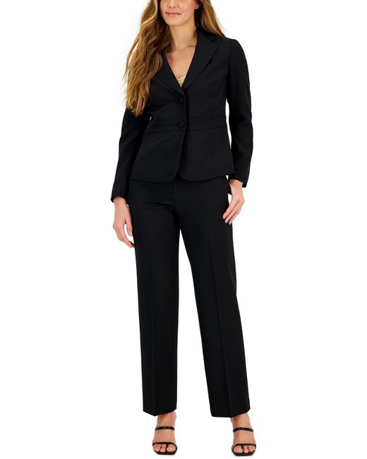 Le Suit Black 2pc Notch Collar Pant Suit