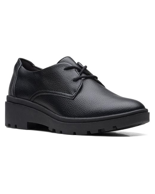 Clarks Black Calla Ruby Leather Lifestyle Oxfords