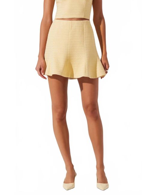 Astr Yellow Kiona Tweed Mini Skirt