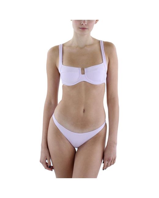 LSPACE Purple Camacho Pointelle Hipster Swim Bottom Separates